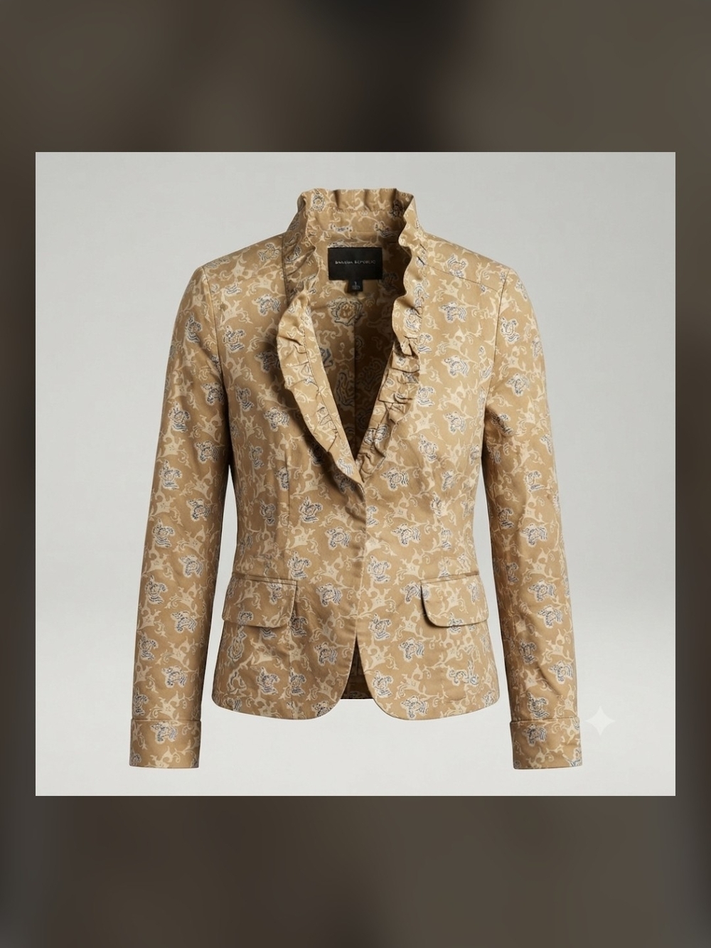 Banana Republic Beige Floral Ruffle Blazer